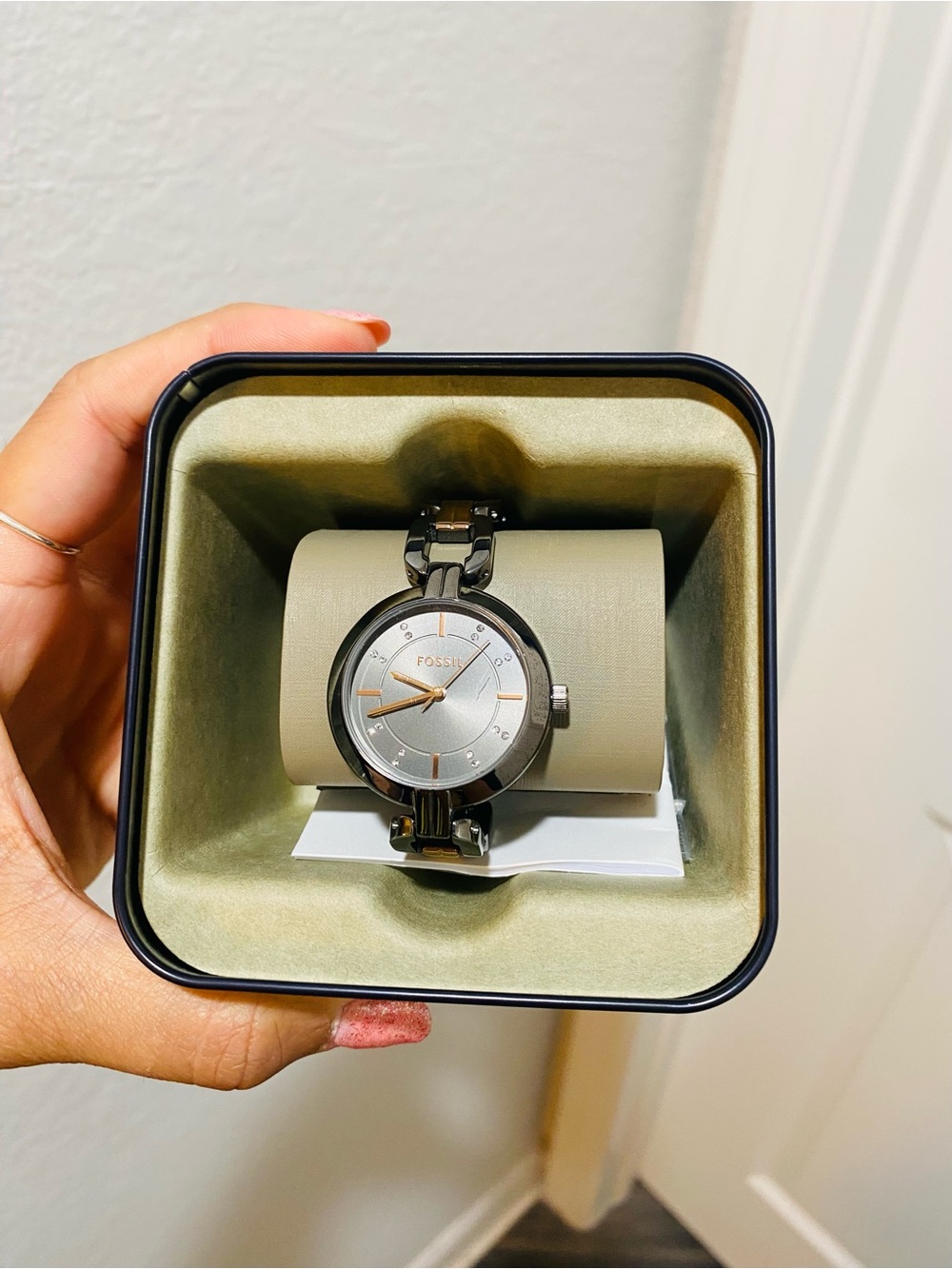 Fossil Women's Silver Watch with Rose Gold Hands